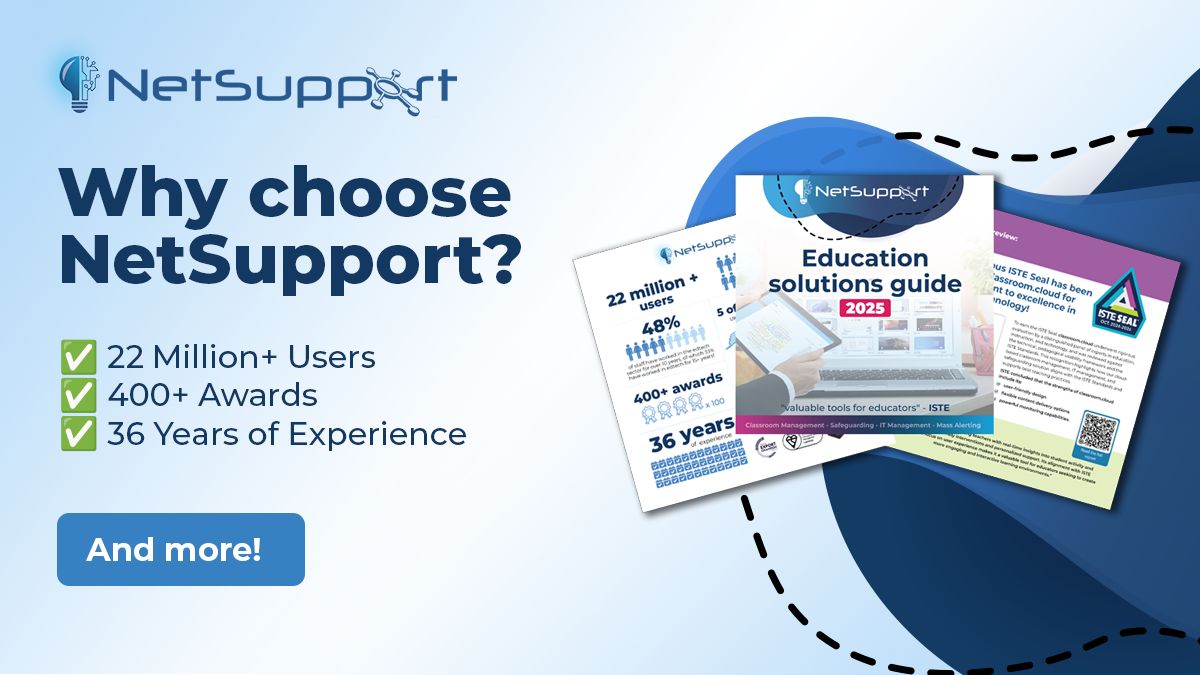 NetSupportGroup's tweet image. We&apos;ve been leaders in EdTech for over three decades! When reliability is key for your network, choose the tried and tested solution. 🕰️ buff.ly/qxovfxy 

#ReliableTech #Experience