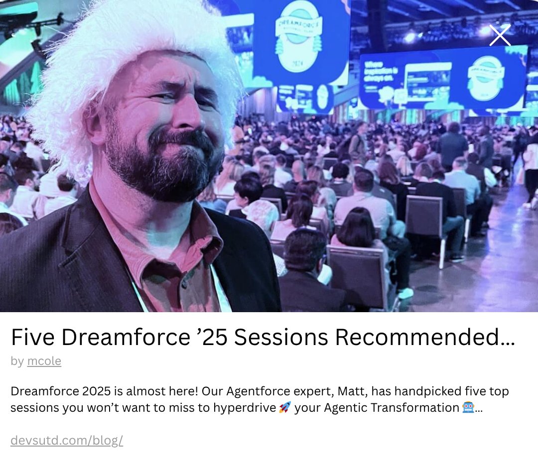 #DF25 is SO close! Haven’t planned your agenda yet? Here are 5️⃣ human-picked sessions you must see to hyperdrive🚀your #AgenticTransformation 🤖 
(with a touch of humor to keep things fun 😅)
➡️bit.ly/4o0g43h

<a href="/patosapir/">Patricio Sapir</a>’s session is on the list!
sforce.co/3IKpYqK