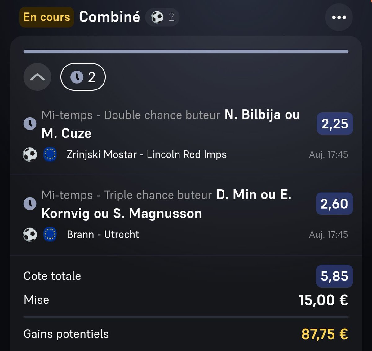 BetClem_'s tweet photo. BETS BUTEURS #UEL #UECL 🇪🇺🏆 02/10 🗓️

TC FUN MI-TEMPS 🔥
@3.85
25€ ➡️ 96.35€
https://t.co/Y9WR5aYD0H

SUPER FUN MI-TEMPS 💥 
@5.85
15€ ➡️ 87.75€
https://t.co/bepPdo8XXK
Début 18h45 🕖
💚 Si tu soutiens 
#TeamParieur https://t.co/MXpFXF26gq