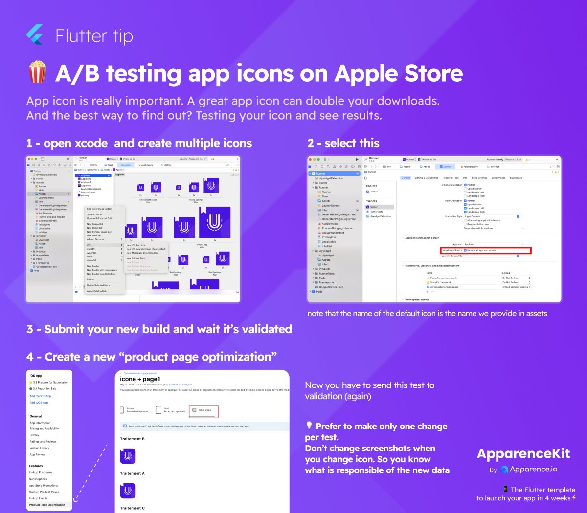 🧐 Flutter tips
App icons can x2 your number of users

An app icons is way more important than you think
- Wrong design
- Unrelated icon
...
People takes decision on watching your app page on this
So you should be original but keep showing the value on a small icon.

This takes