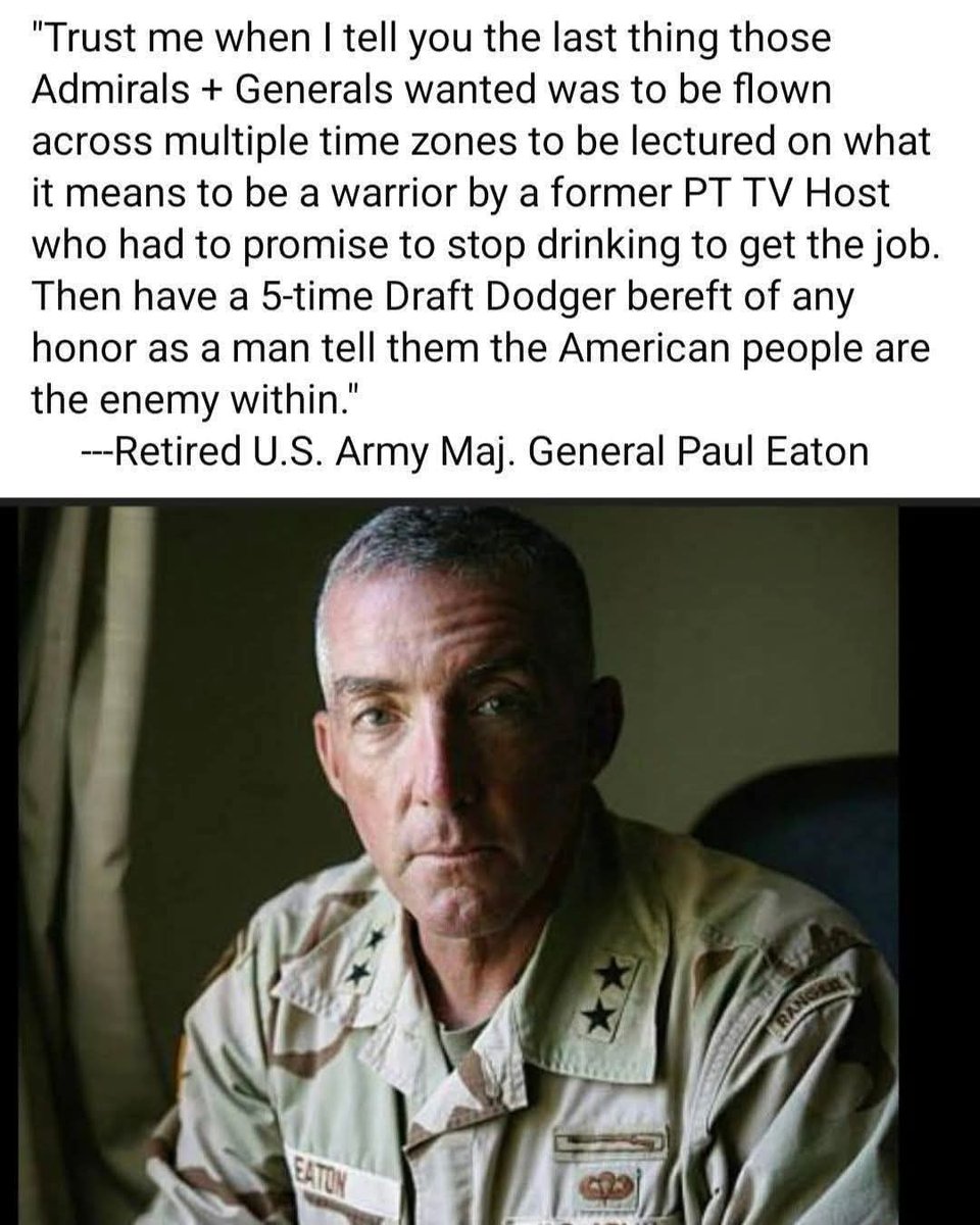 Dutchy Patrick (@dutchypatrick) on Twitter photo I'm quite sure that 90% of the military brass in that room has the exact same thoughts as retired Army Maj. General Paul Eatonā¦. I'm quite sure that 90% of the military brass in that room has the exact same thoughts as retired Army Maj. General Paul Eatonā¦.