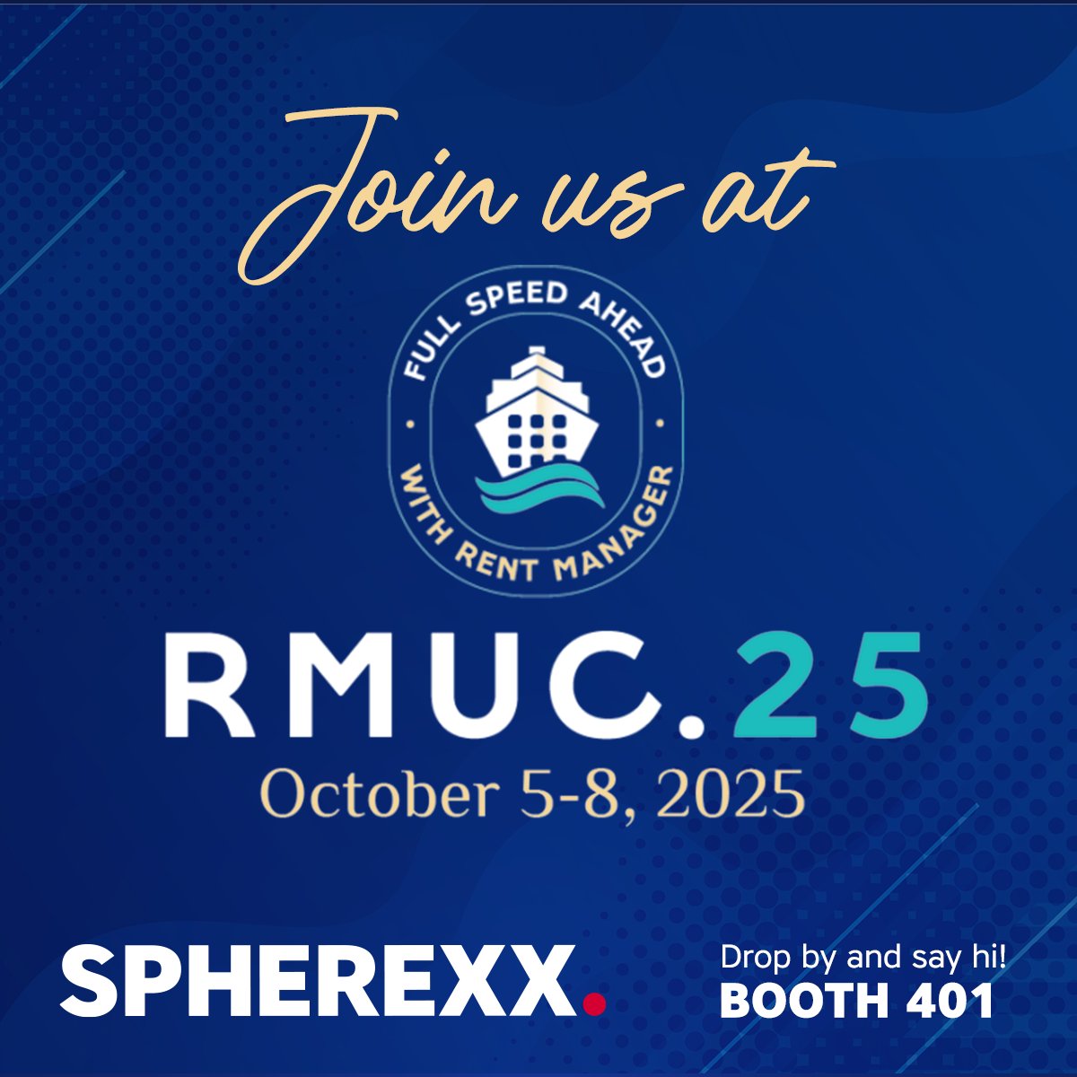 We’re excited to join @rentmanager #RMUC2025! 🎉

From #ILoveLeasing® AI CRM to Optimize Revenue Management &amp; more—Spherexx is rewriting the multifamily playbook. 🚀

👉 Explore: spherexx.com/product/rentma…
#PropTech #AIinLeasing