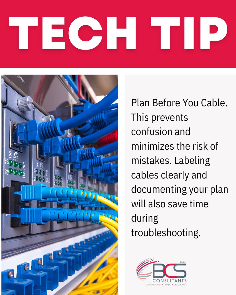 BCSconsultants's tweet image. 🔌 Plan before you cable.
A well-documented plan with clear labels isn’t just neat—it prevents mistakes, reduces downtime, and makes troubleshooting faster. Smart planning today means fewer headaches tomorrow.
#TechTips #StructuredCabling #AVSolutions #BCSConsultants