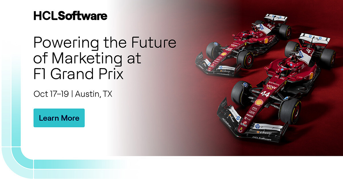 HCLSoftware's tweet image. An unforgettable F1 weekend with the people who drive our success.
From October 17–19, #HCLSoftware will be at the F1 #AustinGP, cheering on @ScuderiaFerrari alongside our valued customers.
Did you know HCLSoftware is a proud sponsor of Ferrari? 
➡️ hclsw.co/eqoc54