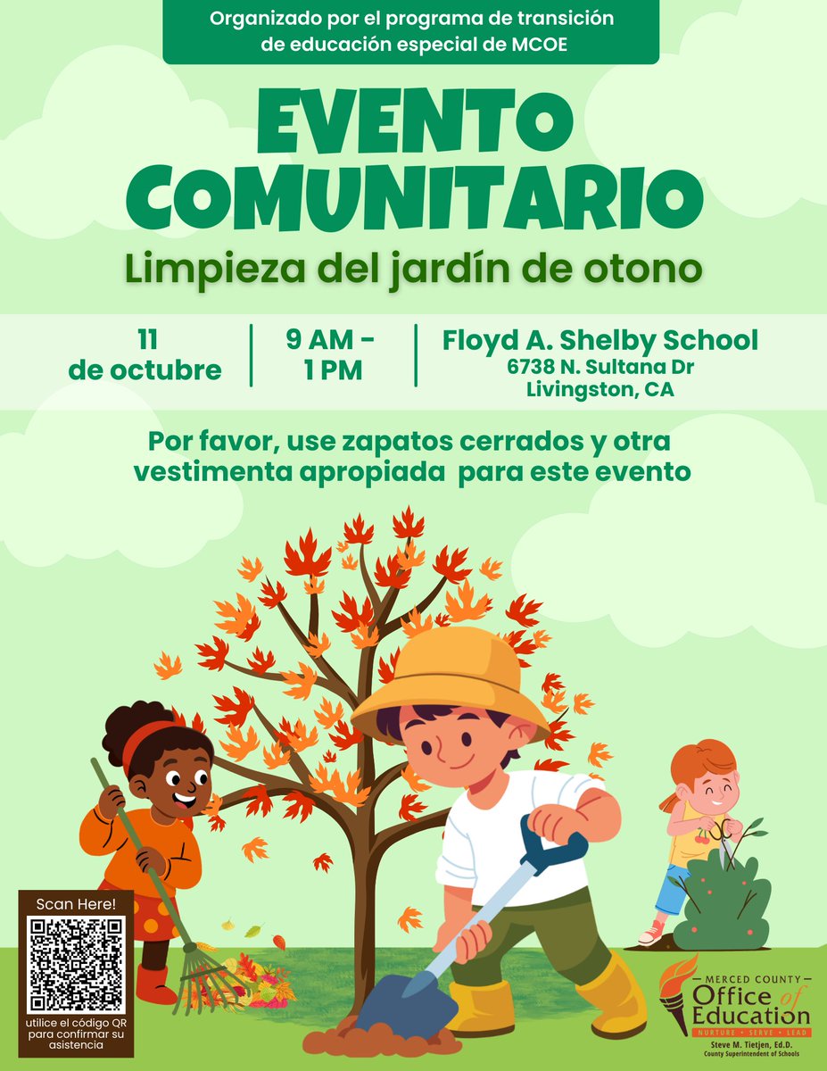 The MCOE Special Education Adult Transition students are hosting a fall garden cleanup on Oct. 11!

Come help the class build mini greenhouses and clean up the Schelby School garden 🪴

RSVP here 👉 bit.ly/48A4B5O