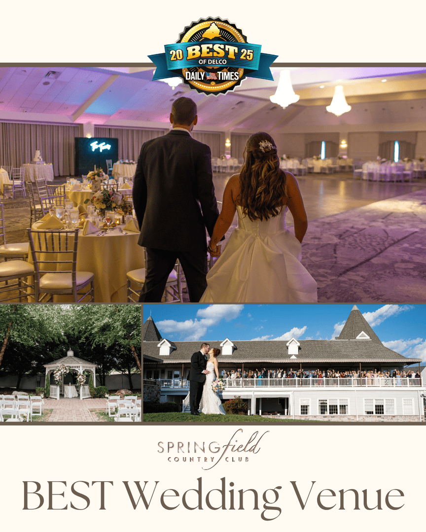 SpringfieldCC1's tweet image. We are thrilled to share that Springfield Country Club has been voted Best Wedding Venue in this year’s Best of Delco competition, hosted by the Delaware County Daily Times! 💍