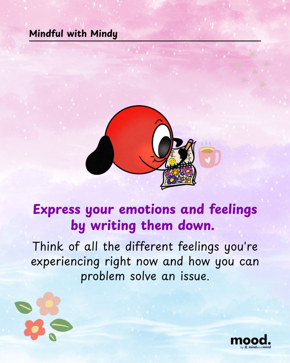 mindyourmind_ca's tweet image. 🌸✨ Mindy’s tip of the day: write it out, let it out. 📝💭 Sometimes your notebook can be the best listener. 💙 #MindfulWithMindy #MoodApp #YouthWellness