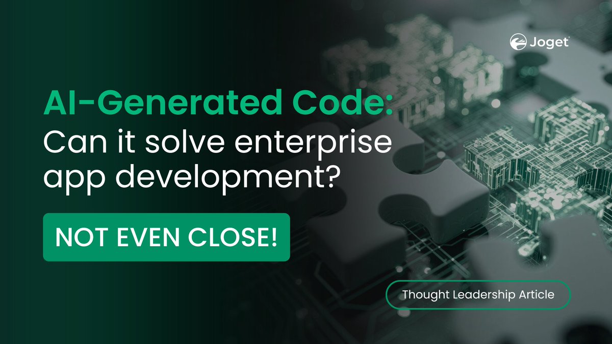 jogetworkflow's tweet image. ✨ AI can generate code but solving enterprise app development needs more. The key is composition, not code. Discover why composition shapes the future of enterprise AI ➡️ hubs.li/Q03LX_0H0