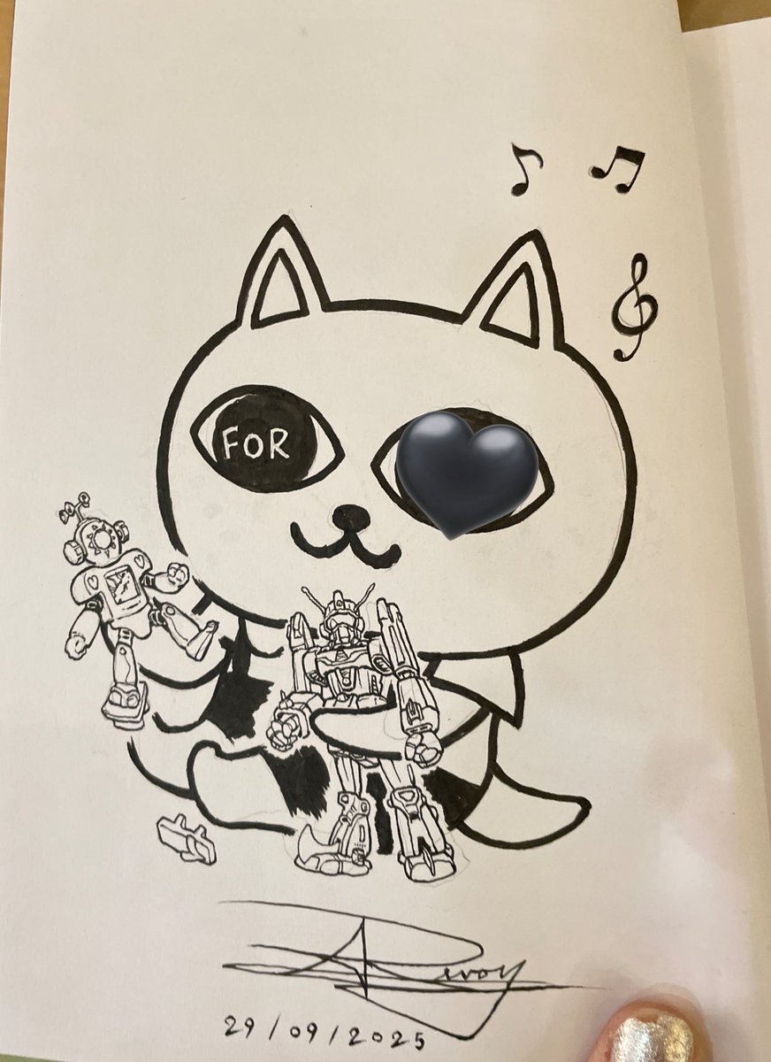 bamboobigbee's tweet image. Professor gave me a cute drawing in his book :) yay