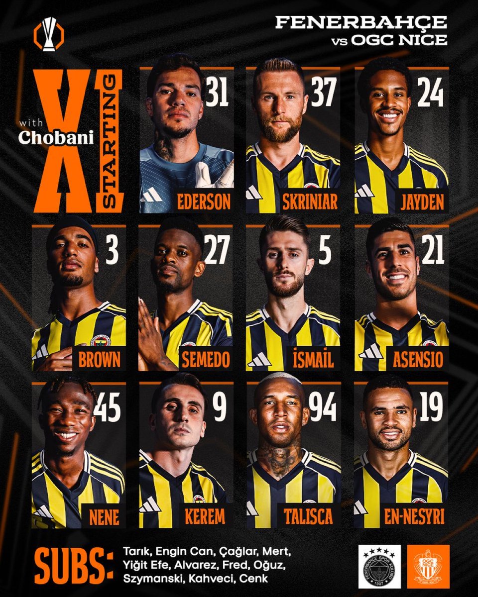 KickFluencerTV's tweet photo. 📋 Fenerbahçe’nin OGC Nice maçı 
ilk 11'i belli oldu. 

#UEL #FBvOGCN https://t.co/TdFwPn39tj