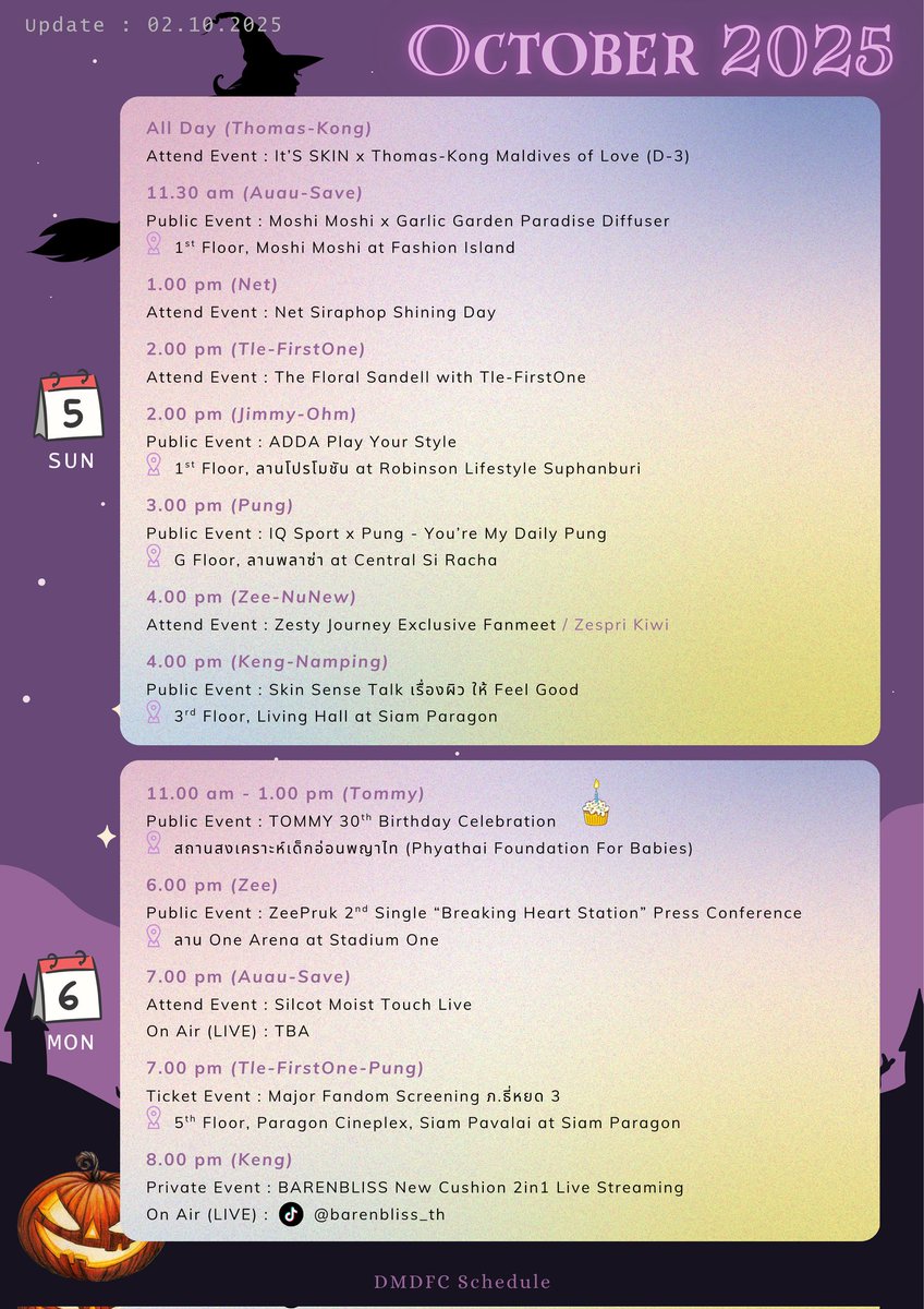 dmdschedule_fc's tweet photo. 🗓 ตารางเดือนตุลาคม 2025

(มีต่อ 1/3)

#DMDschedule #DMDFCschedule
#ZeePruk #NuNew #mmaxmax #natasitt #JamesSu #TutorKrp #Mynameis_yim #netsiraphop #tommysittichok #เชื่อใจป๊าก #ป๊อบปี้ขยี้ทุกมุข #จมอ่านว่าจอมอ #MarkIIIV #dmdgen3 #dmdgen4 https://t.co/f5RnfTxejj