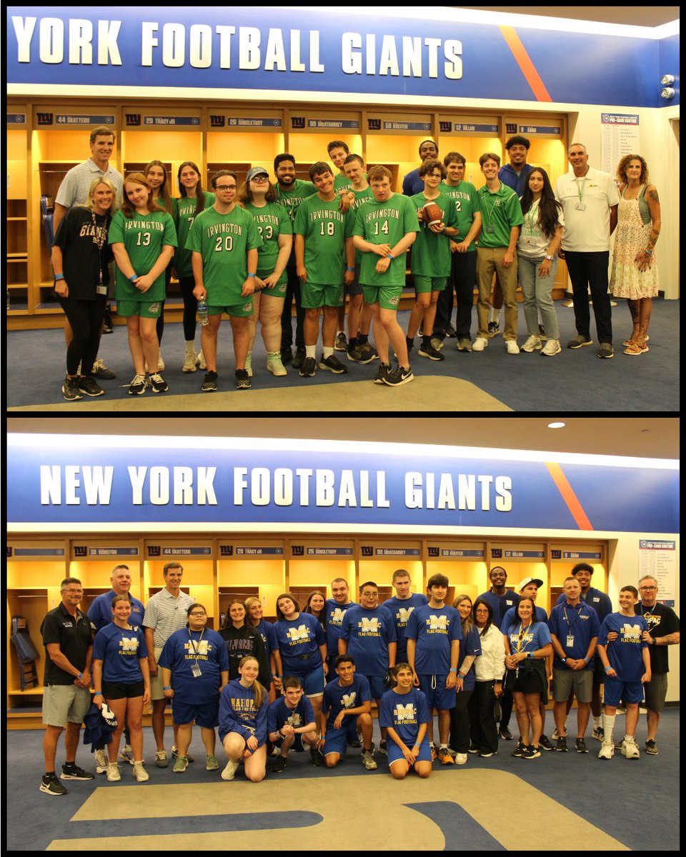 SecOneAthletics's tweet photo. Our six new Unified Flag Football teams — Brewster, Byram Hills, Greenburgh-North Castle, Hen Hud, Irvington and Mahopac — visited MetLife Stadium for the Section One Unified Flag Football Kickoff Clinic, hosted by the @Giants and led by Super Bowl champion @EliManning. https://t.co/k0I7NNYZew