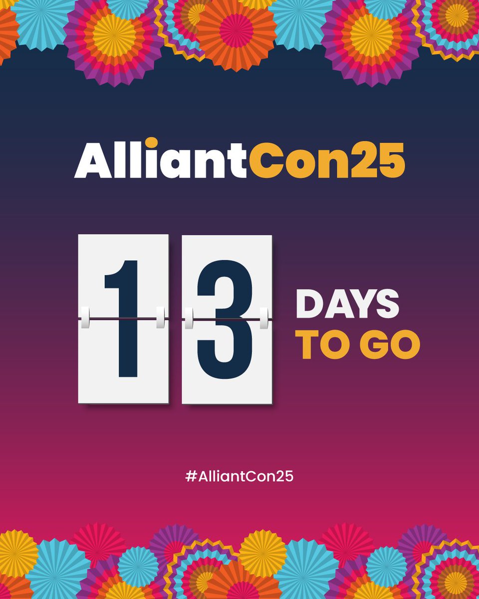 Less than 2 weeks away for #AlliantCon25🎊 This year’s agenda features networking opportunities, learning sessions, collaborative discussions, training &amp; inspiring presentations—each designed to drive operational excellence and advance best practices. See you soon!