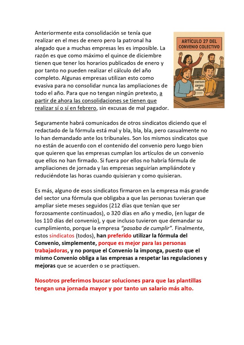 📈 La fórmula del artículo 27 del convenio de Contact Center es clara. Las empresas se quedan sin excusas para no consolidar ampliaciones de jornada.

#ccoo #ugt #conveniocolectivo #contactcenter #ampliacióndejornada #DerechosLaborales 

Todos los detalles aquí👇