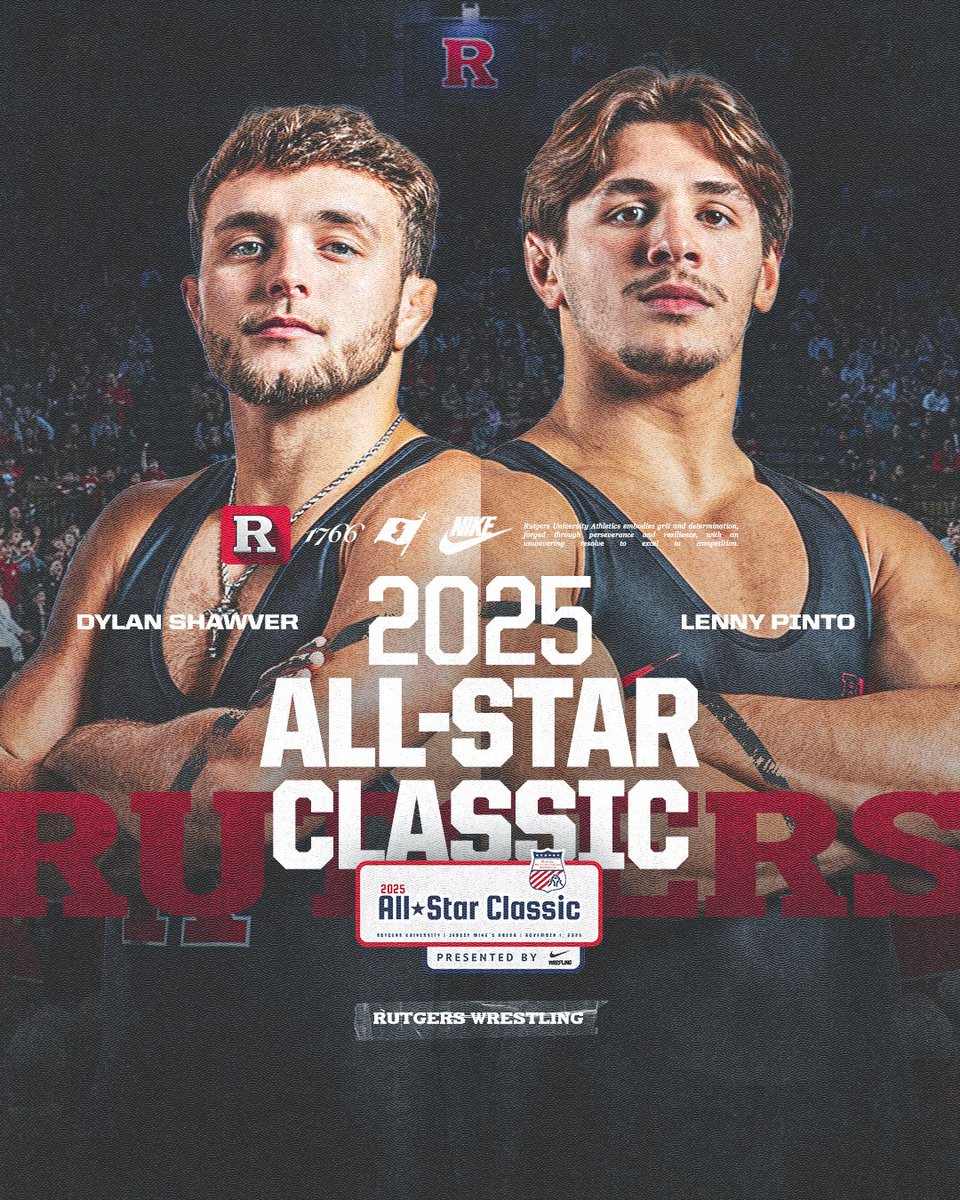 THEY'RE IN!

Dylan Shawver (133) and Lenny Pinto (174) have both been selected to compete in next month's NWCA All-Star Classic at Jersey Mike's Arena!

Get your tickets NOW!

🎟️: go.rutgers.edu/mi3oqqba
📰: go.rutgers.edu/sfv4h541

#RelentlessPursuit | #GoRU