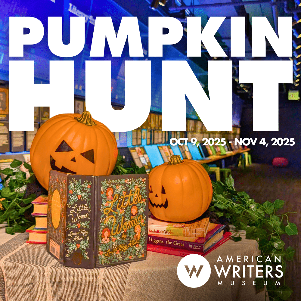 Our pumpkin hunt begins next week! Visit the galleries of the museum to track down the runaway pumpkins hidden among your favorite works of American writing. Find all of the pumpkins and win a special prize! Perfect for kids, families, and the young-at-heart 👻