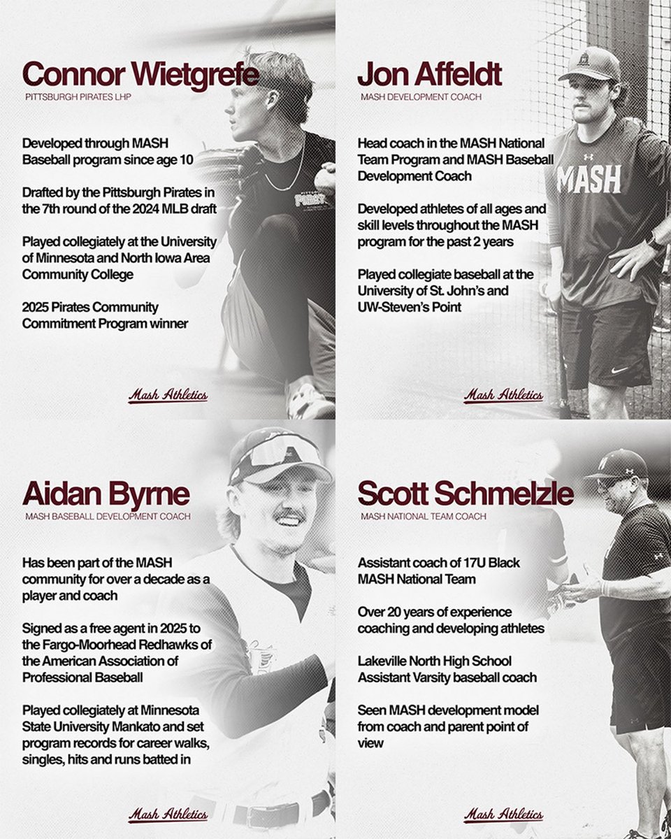 MASH__BASEBALL's tweet photo. TTP Coaching staff is absolutely STACKED.

While the baseball resumes of all these coaches are outstanding, each of them were selected due to their genuine care to make everyone around them better. 

Standard raised 📈🔔 https://t.co/0JIZhWClDg