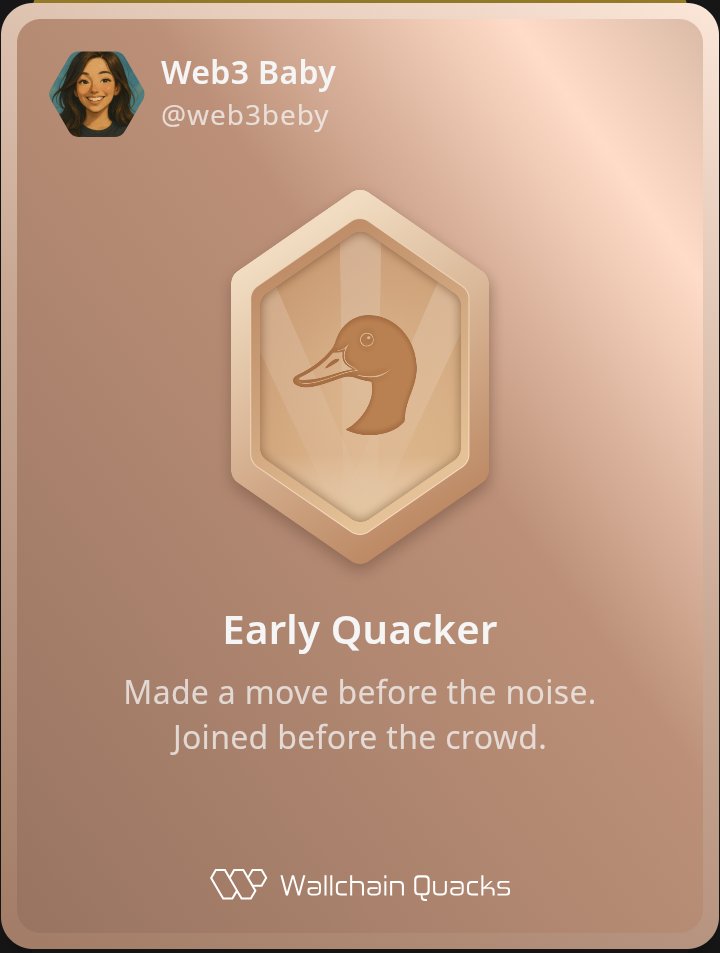 web3beby's tweet image. I&apos;m just starting my @wallchain_xyz journey as a quacker.

You can join me in quacking using my referral link below:
quacks.app/?ref=web3beby&amp;amp;