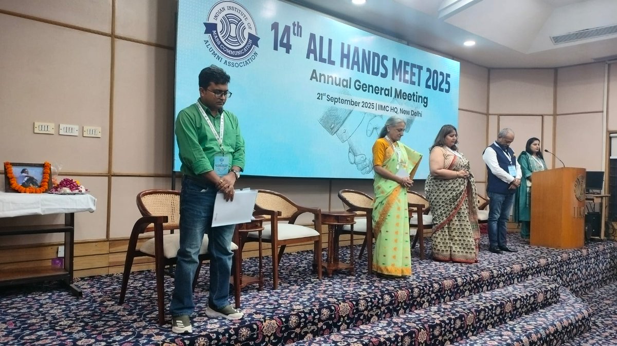 IIMCAA's tweet photo. Delhi - All Hands Meet - AGM | 21 September 2025 #IIMC #IIMCAA #Connections #AllHandsMeet #AGM https://t.co/aKwFj80F9K
