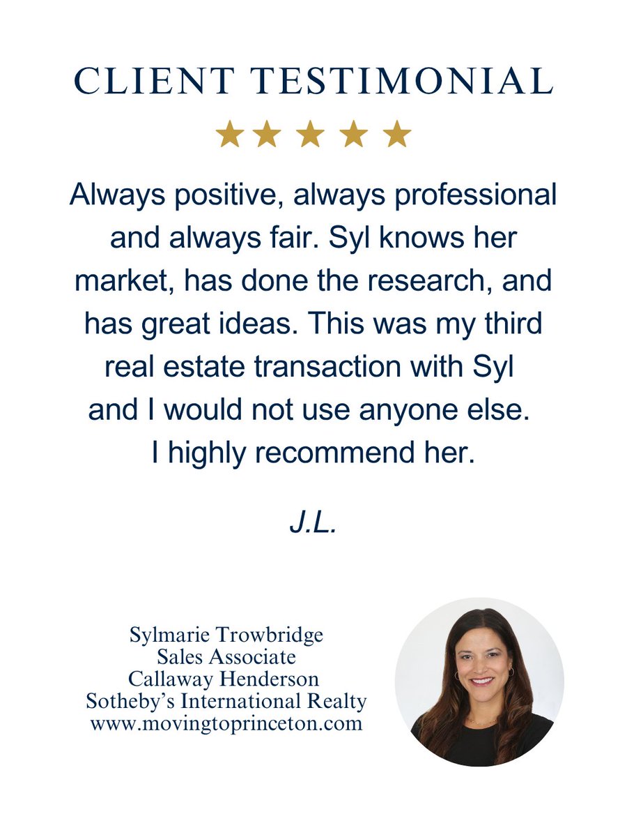 movng2princeton's tweet image. Every client journey is unique. One of the greatest compliments is when a client chooses to work with me again. Helping J.L. through 3 real estate transactions has been an honor, and I am truly grateful for this feedback.

#PrincetonRealEstate  #TrustedAdvisor #ClientFocused