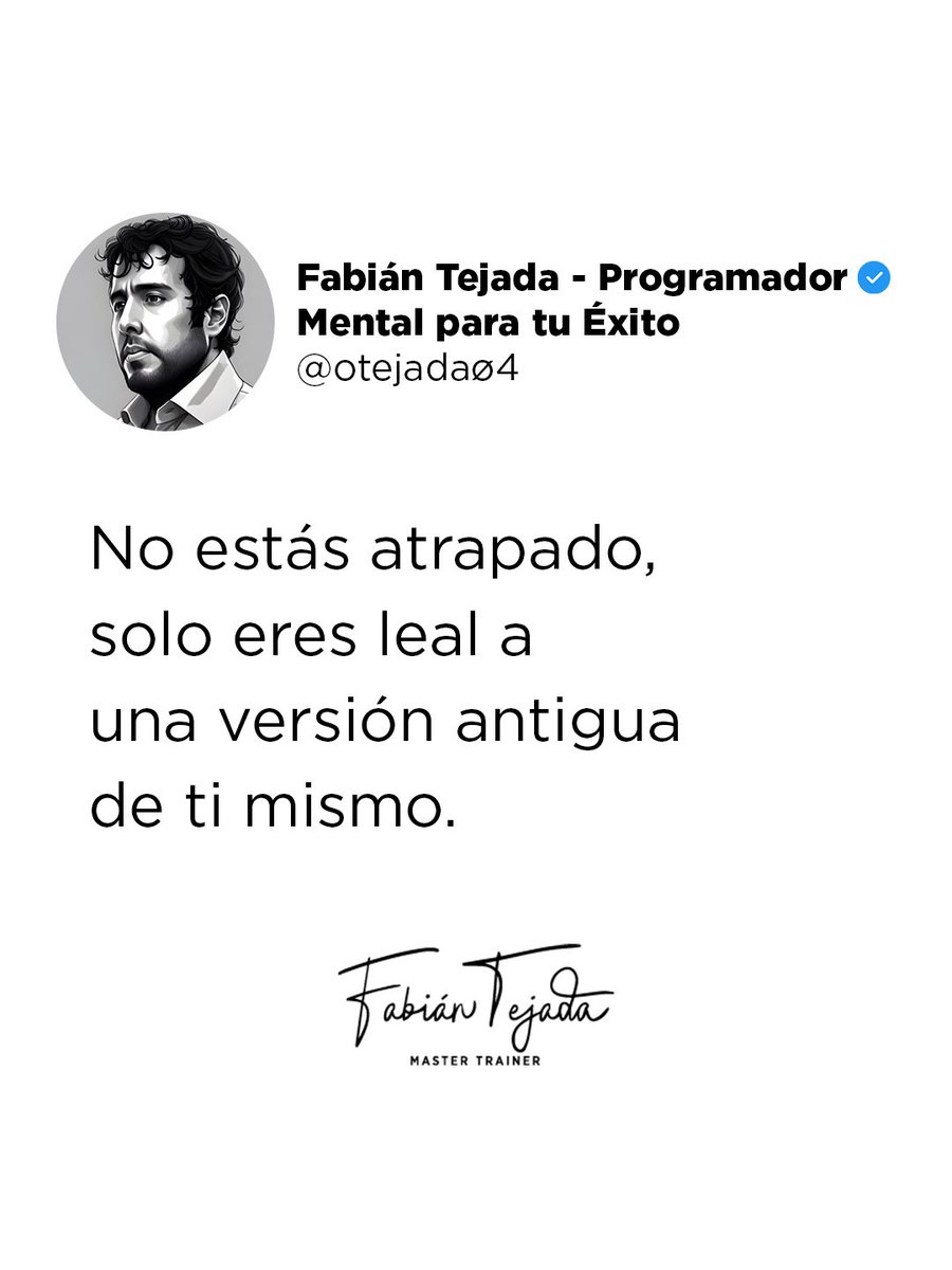 otejada04's tweet photo. 🔑 No estás atrapado…

Lo que pasa es que sigues siendo leal a una versión antigua de ti mismo.

El secreto está en entender que esas identidades pasadas fueron útiles en su momento, pero hoy ya no representan lo que realmente eres ni lo que puedes llegar a ser. https://t.co/TL6ExGjOCf