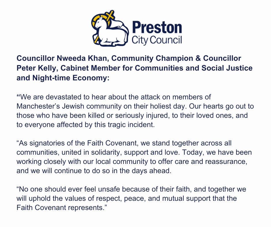 prestoncouncil's tweet image. Joint statement from Councillor Nweeda Khan, Community Champion &amp;amp; Councillor Peter Kelly, Cabinet Member for Communities and Social Justice and Night-time Economy.