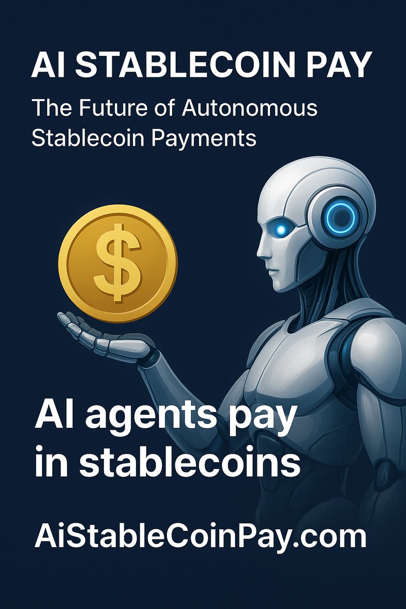BitRWA's tweet photo. https://t.co/Ijw7LnEmaZ

As Google, Coinbase, Ethereum, and Base advance AI + stablecoin payments (AP2, x402), this domain can directly correspond to the scenario of 'AI Agents settling with stablecoins'.

#Ai #AP2 #StableCoinPay #stablecoin #domain #DomainForSale https://t.co/wjzjmCXgUS
