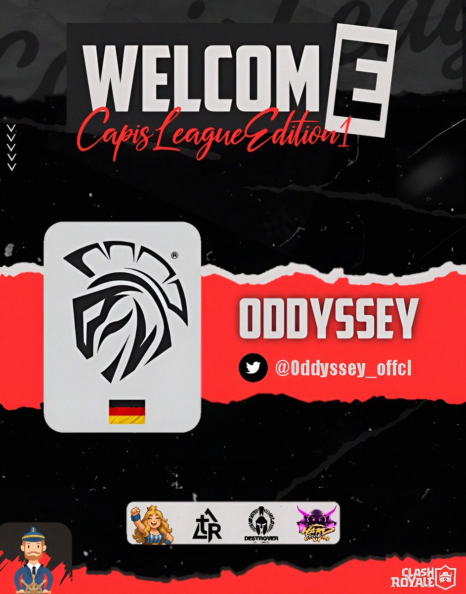 #CL1 | ¡Welcome! 👨🏻‍✈️

Desde Alemania 🇩🇪 llega Oddyssey, un equipo de alto nivel, listo para brillar en esta primera edición.

¡Con la mirada puesta en conquistar la gloria! 🌊🏆

Bienvenidos: <a href="/Oddyssey_offcl/">Oddyssey🏛️</a> 🇩🇪

#CapisLeague [2️⃣]