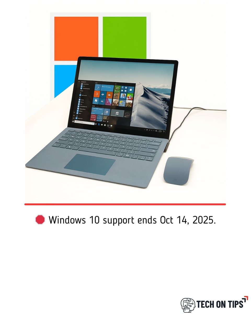 TechonTips24's tweet image. ⚠️ Heads up! Windows 10 support ends on October 14, 2025. Time to upgrade. 💻🔒
#Windows10 #EndOfSupport #UpgradeNow #MicrosoftSurface #WindowsUpdate #TechNews #OSTransition #FutureReady #TechAlert #SecureYourPC