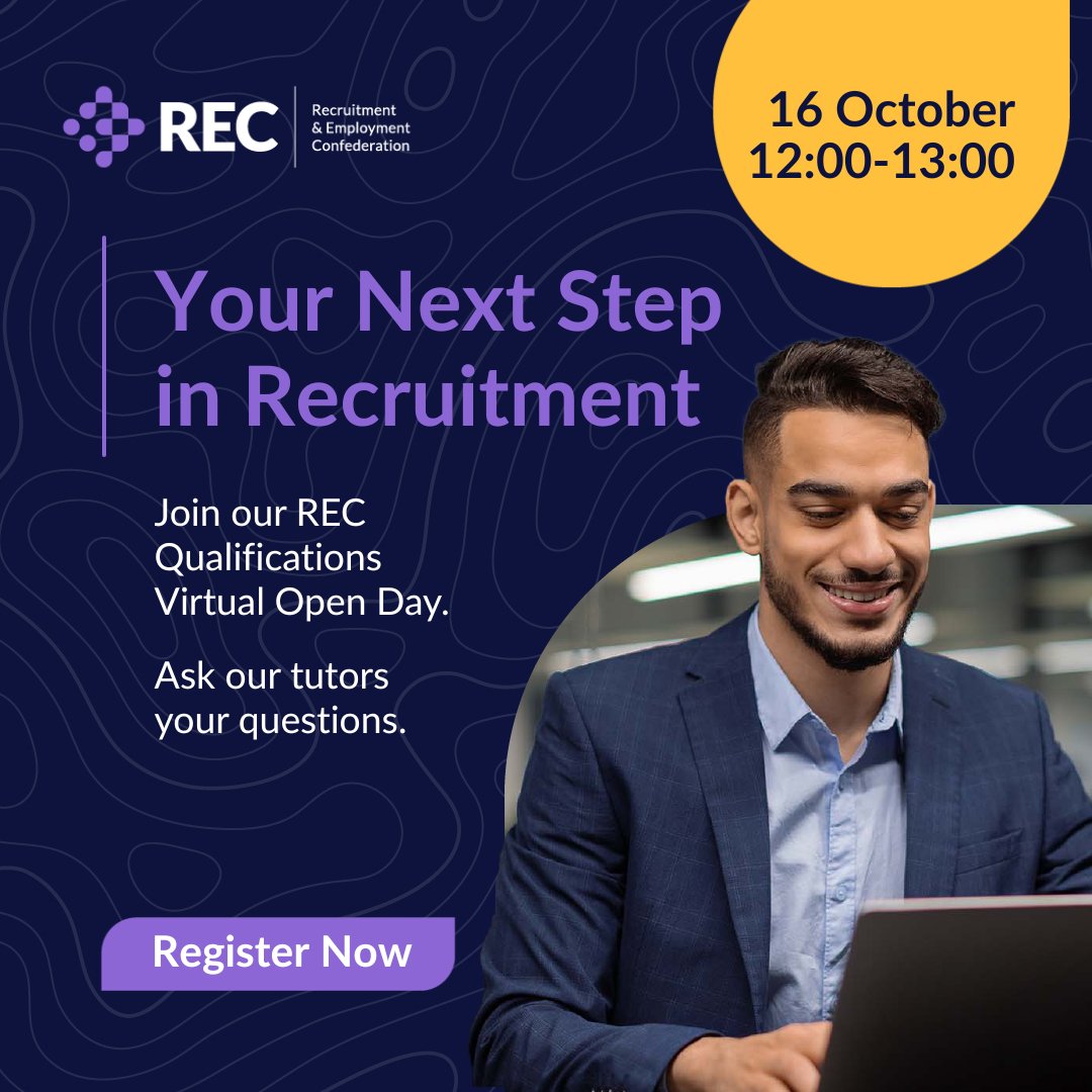 RECmembers's tweet photo. #RECQualifications are designed to help you grow your skills, credibility and career. But what’s it like to actually study with us?

At our upcoming Virtual Open Day, we’ll take you behind the scenes of our programmes. You’ll gain a clear understanding of how the qualifications are structured, how flexible study fits around your schedule, and what support is available from our expert tutors.

This is the perfect opportunity to learn more about how REC qualifications are right for your goals.

Reserve your place today 👉https://t.co/pcBxa6AS7p