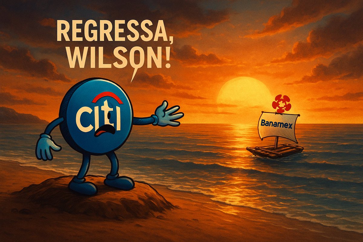 Divorcio: Citi y Banamex

La escena lo dice todo: Citi en la isla, Banamex alejándose en la balsa rumbo al horizonte mexicano.
Después de más de 20 años, termina una de las historias más emblemáticas de la banca global en México.

#Banamex #Citi #Banca <a href="/AllanBarush/">Allan Barush</a> #Allan