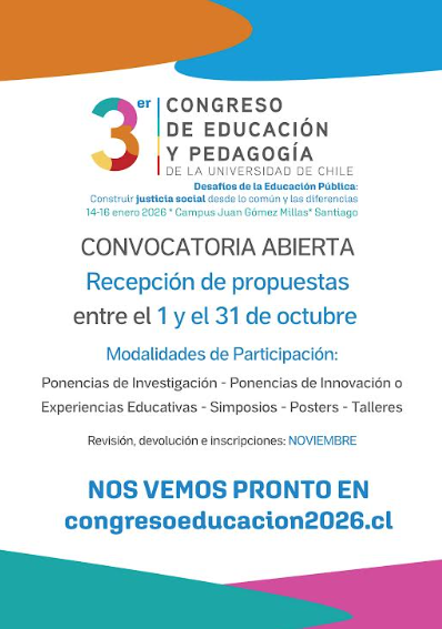 Ya está abierta la recepción de propuestas para el Tercer Congreso de Educación y Pedagogía de la U. de Chile. Más información 👇
filosofia.uchile.cl/noticias/23290…