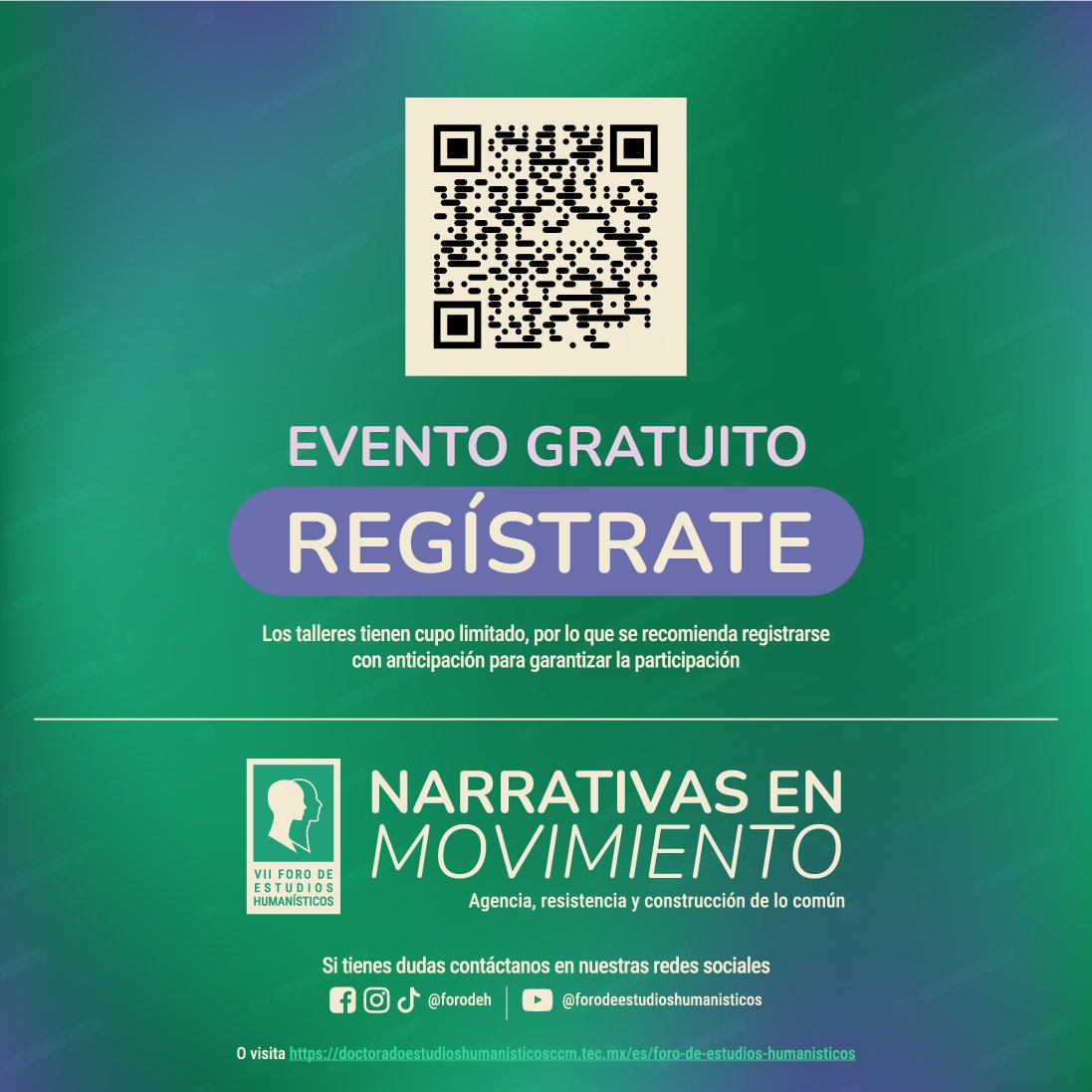foro_deh's tweet photo. 🗣️ Programa oficial del VII Foro en Estudios Humanísticos, "Narrativas en Movimiento".
Link para registro: https://t.co/OHGWpeTDht 
¡Nos vemos! 🫂 https://t.co/yexfRzB6Kw