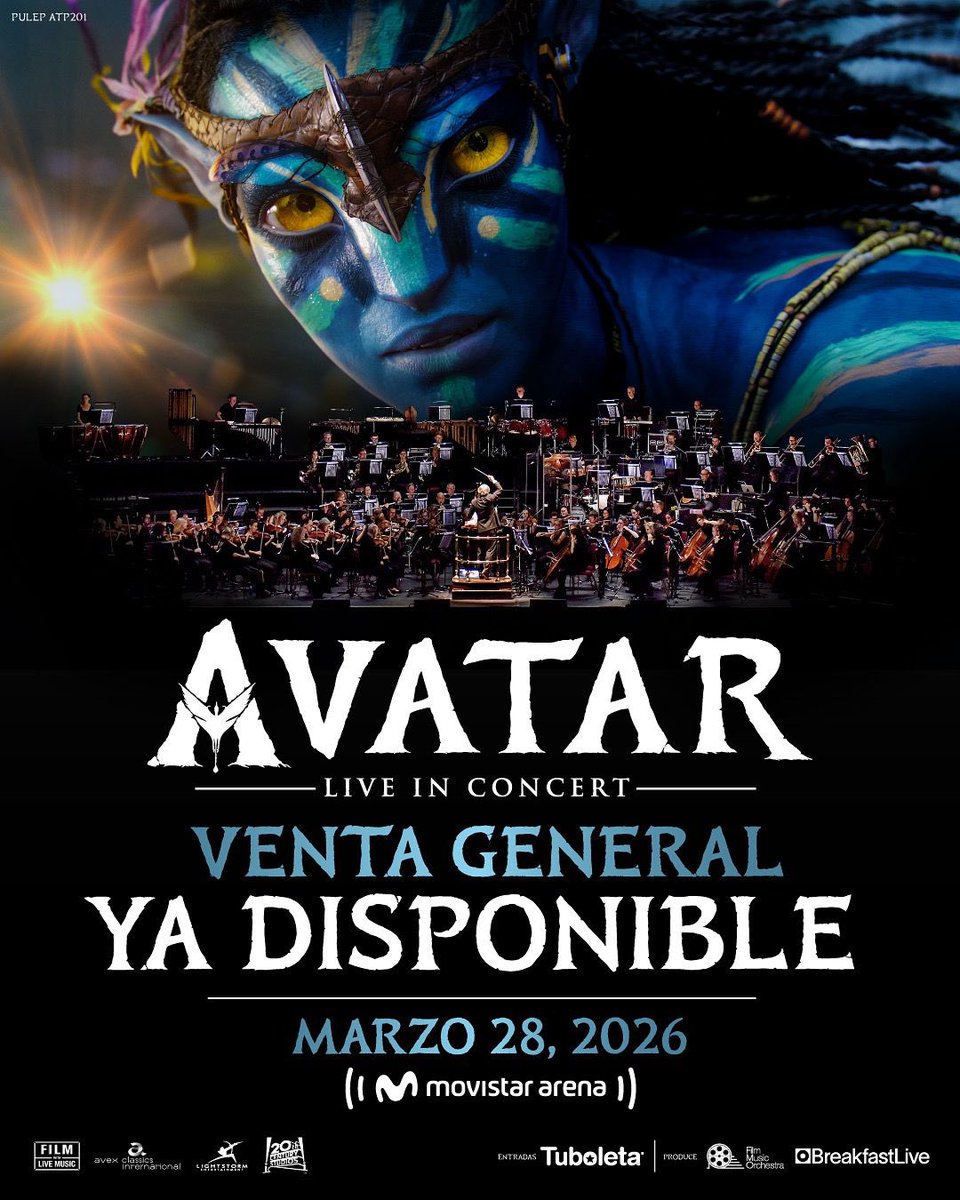 🚨 YA A LA VENTA 🚨

También inició la Venta General para AVATAR Live in Concert este 28 de marzo en el Movistar Arena a través de <a href="/Tuboletaoficial/">Tuboleta</a> 🎫

Un evento <a href="/BreakfastLiveCo/">BreakfastLive</a> 💥