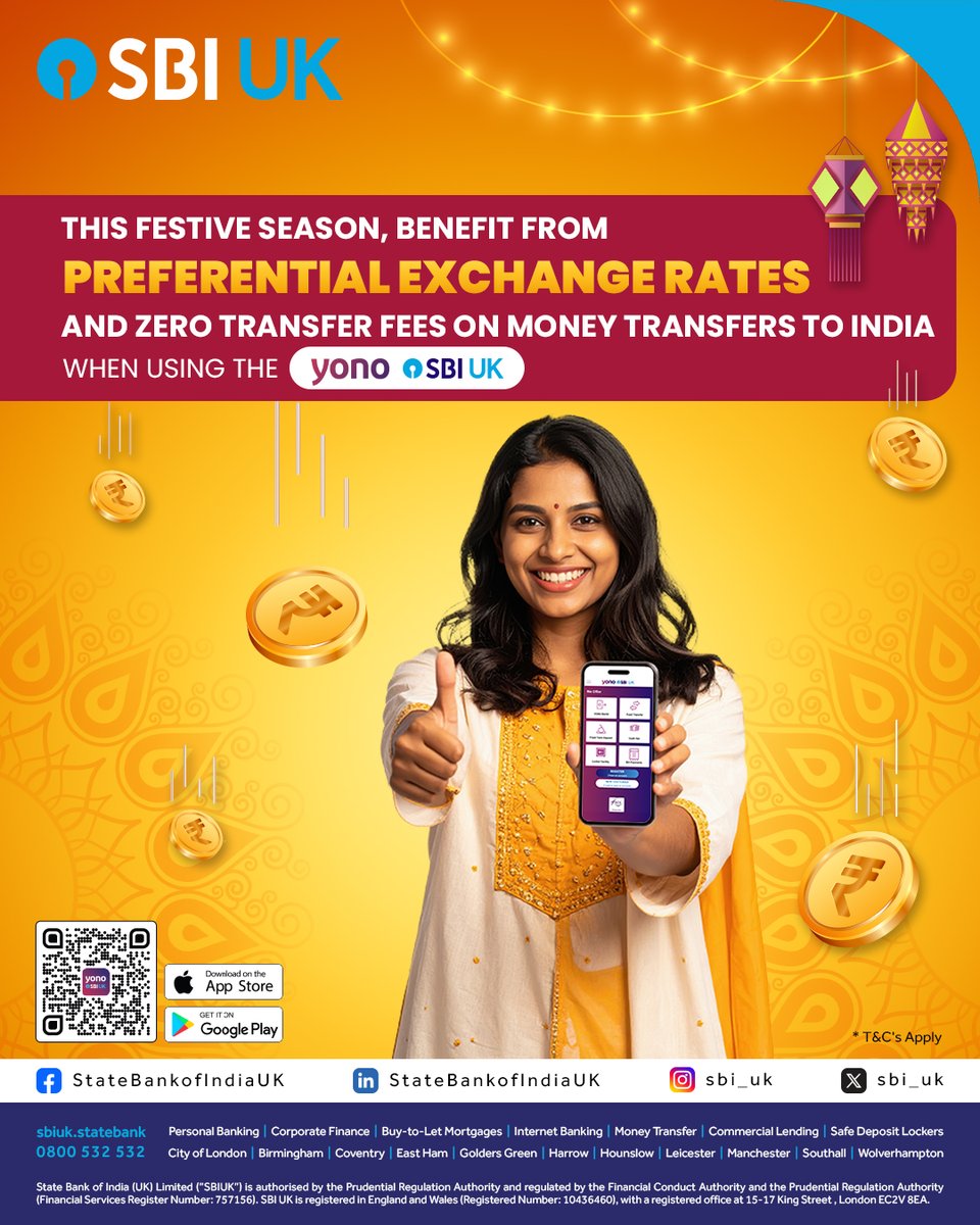 Celebrate this festive season by sending money to India with even better exchange  rates and zero transfer fees via the YONO SBI UK app Download the YONO SBI  UK app: https://t.co/h2OKgIQIKU #sbiuk #