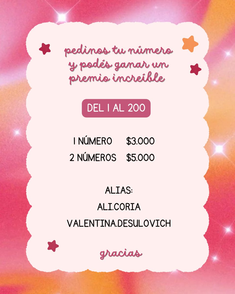 petalsforali's tweet photo. Holii, con mi novia seguimos haciendo una rifa para ver a Chappell en el lolla, nos ayudas con un número o compartiendo? ✨💗
Mirá los premios increíbles que podés ganar! https://t.co/YWJTLn3rAv