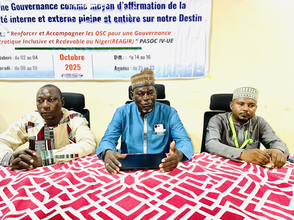 🟣Tillabéri : lancement du 1er atelier régional de renforcement des capacités des OSC sur la #gouvernance, du 02 au 04 oct. 2025.
📚 Projet RÉAGIR PASOC IV-#UE
👥 25 OSC participantes (subventions &amp; coaching)
<a href="/dueniger/">UE au Niger</a>