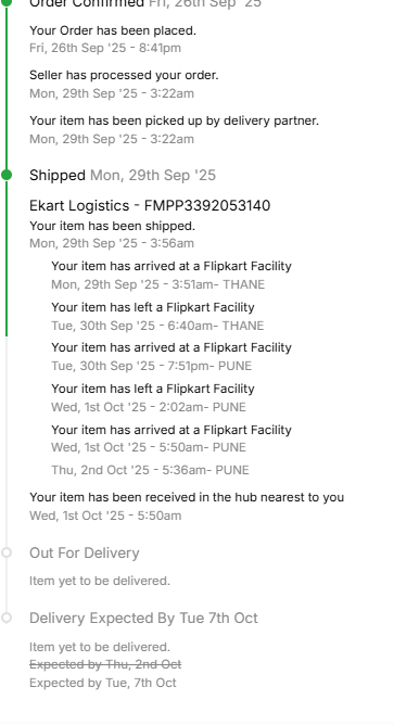 je3Tr0ck's tweet photo. Bravo @Flipkart, I ordered an MSI laptop, promised for Oct 2, but it magically shifted to Oct 7.

Didn’t know a few kms in the same city takes 7 days.

@msitweets, this is how you lose a customer.

@amazonIN sorry, fell for Flipkart’s discount trick this time. Won’t happen again. https://t.co/T66suxTM7Z