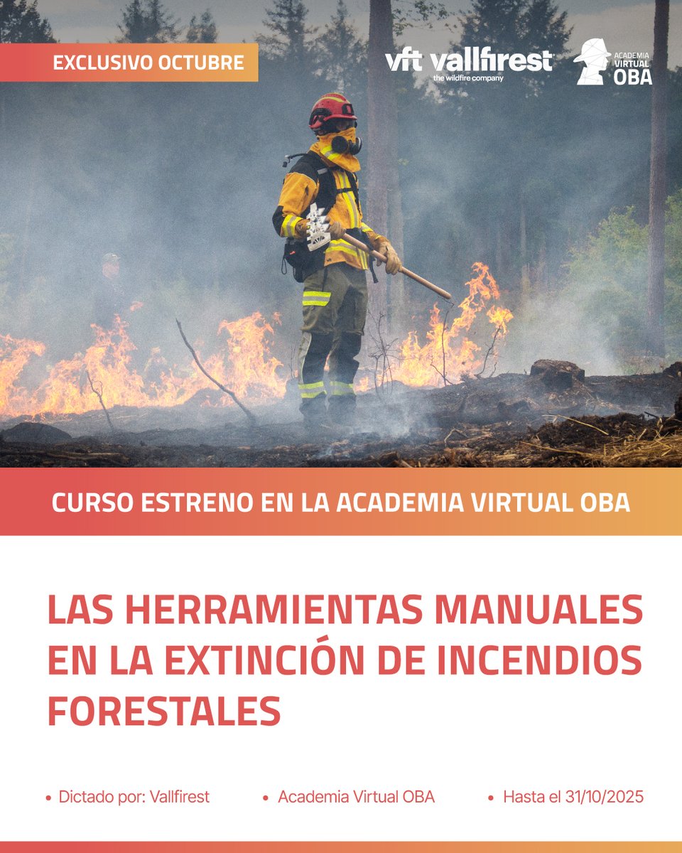 📚 Curso Estreno:  “Las herramientas manuales en la extinción de incendios forestales”

👩‍🚒👨‍🚒 Para la comunidad bomberil internacional

💻 100% online, asincrónico y gratuito

📲 Inscríbete ahora bit.ly/herramientas-i…