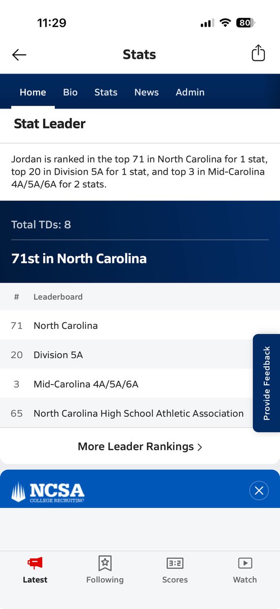 ImUpJordan's tweet photo. Stats Going into Week 6 🙏🏾 @coachjimvert @One11Recruiting @elite360recruit https://t.co/3h0vR0ETio