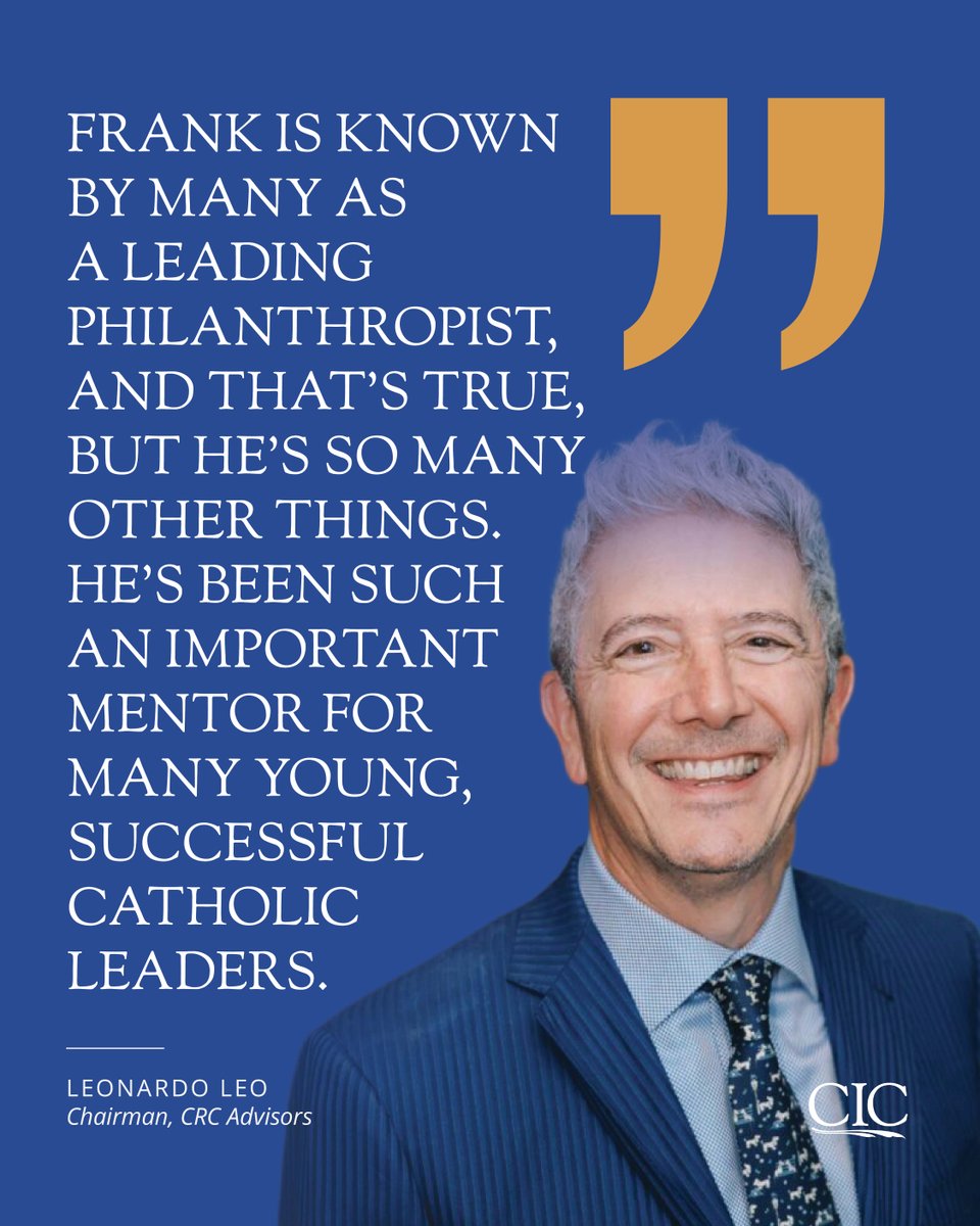 The CIC is honored to celebrate Frank Hanna as the 14th recipient of the John Paul II New Evangelization Award tonight at our annual gala! We can’t wait to gather this evening to honor his incredible contributions and to celebrate the mission of the new evangelization! 🙌