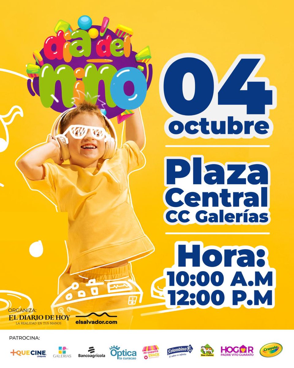 Este 4 de octubre acompáñanos en la gran fiesta del Día del Niño organizada por <a href="/EDHNoticias/">El Diario de Hoy</a>  en CC Galerías.

👉 Visita nuestro stand y conoce más sobre nuestra obra. 💜

#DíaDelNiño #HogarPadreVitoGuarato