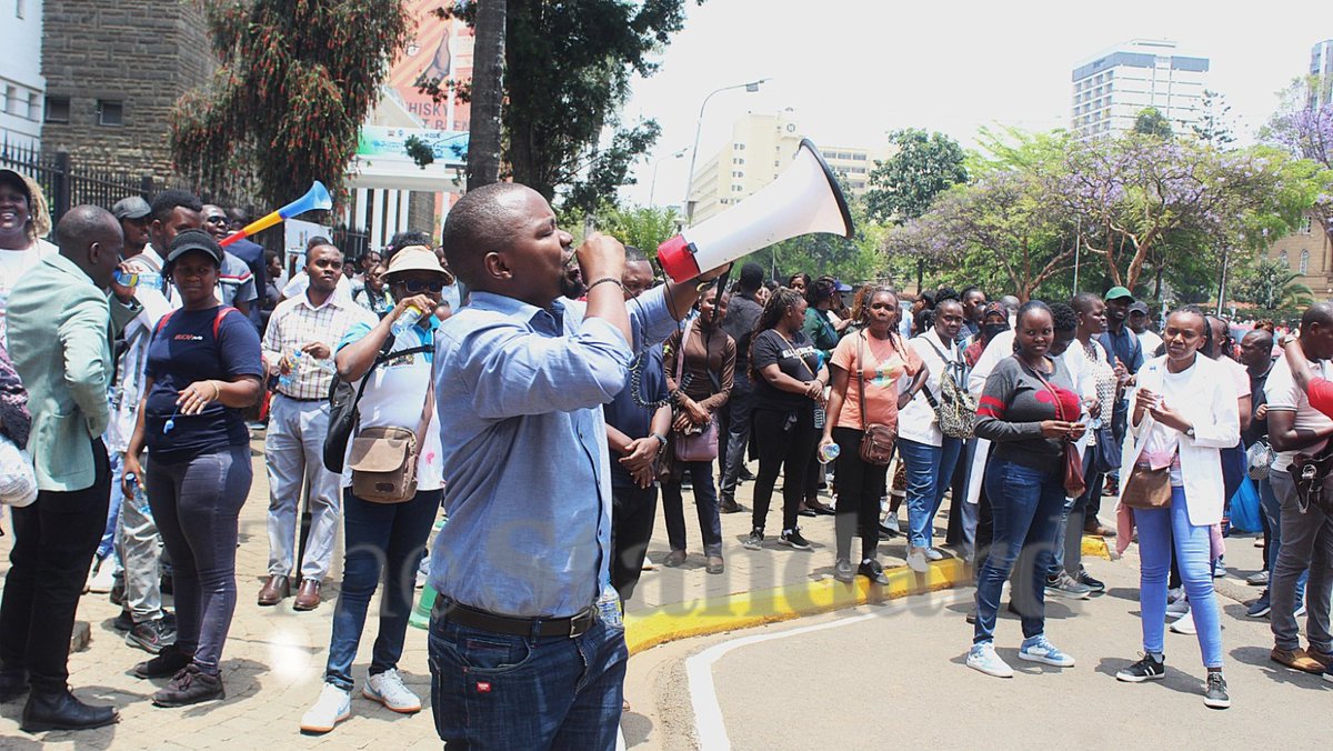 Nairobi County health workers downed their tools and took to the streets on October 2, 2025, demanding three months’ salary arrears, better working conditions, and the resolution of other grievances. 

Photos by Benard Orwongo.