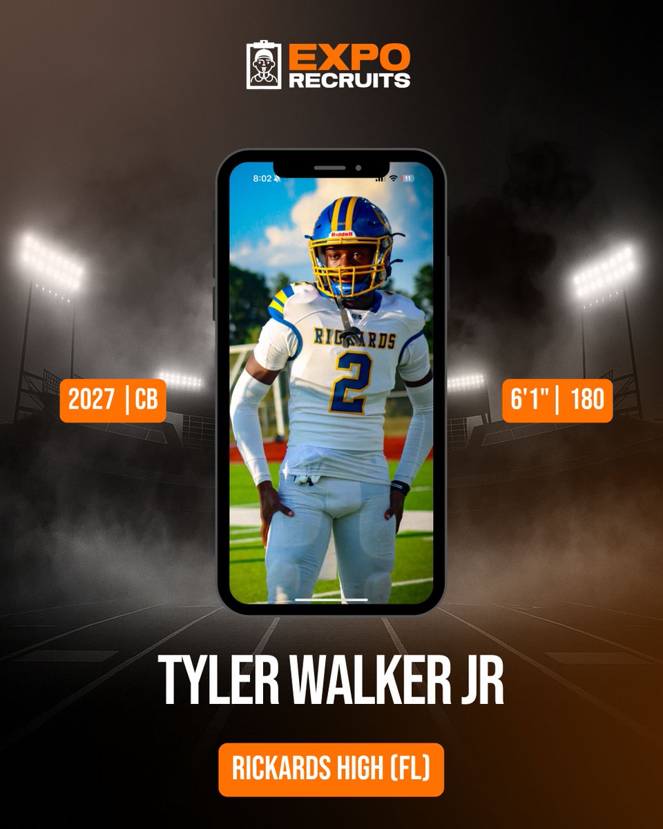 ExpoRecruits's tweet image. 🚨 2027 CB Tyler Walker Jr is available! (@TylerWalkerJr1)

🏫 Rickards High (FL)
👤 6'1" | 180

EXPO Profile: buff.ly/tMfjJ24