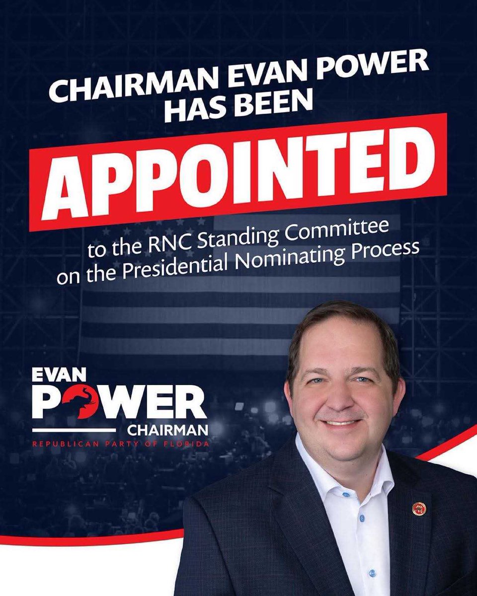 RealFloridaRep's tweet image. 🎉 Exciting News! 🎉
 We are proud to announce that Evan Power has been tapped to serve on the RNC committee responsible for shaping the presidential nomination process for 2028.

Join us in congratulating him and stay tuned — big things are ahead for Real for Republicans! 🇺🇸