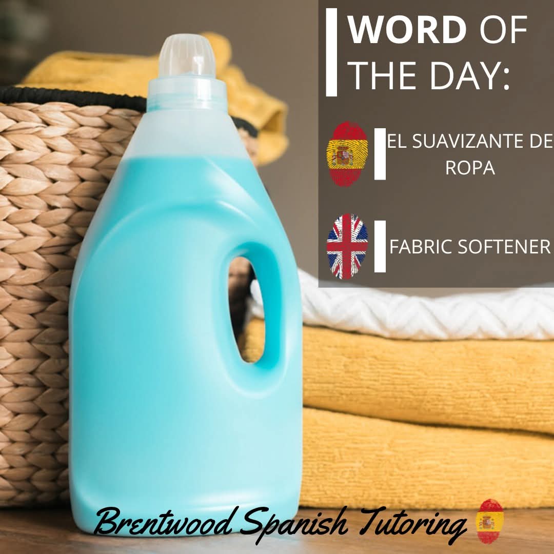 BWDSpanishTutor's tweet photo. Word of the day:
🇪🇸 EL SUAVIZANTE DE ROPA
🇬🇧 FABRIC SOFTENER
🧴 🩱 👘 👙 🥻 👕 👖 🧴 
#WordOfTheDay #WOTD #Español #LearnSpanish #Tutoring #Education #Language #PalabraDelDia #MFLInsta #MFL #AprenderEspañol #Learning #School #Brentwood #Shenfield #Essex #Spanish #Tutor https://t.co/il3J14uVIU