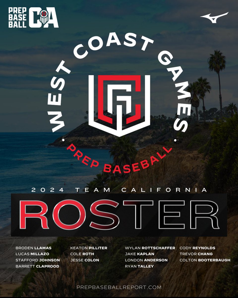 PrepBaseballCA's tweet photo. 🌴🌊 𝟸𝟶𝟸𝟻 𝚆𝚎𝚜𝚝 𝙲𝚘𝚊𝚜𝚝 𝙶𝚊𝚖𝚎𝚜 🌊🌴

The #PBWCG25 heads to beautiful Page Stadium on the campus of Loyola Marymount this weekend as eight teams will compete for supremacy of the West Coast. #TeamCalifornia roster and schedule is set. https://t.co/a5icDJPE1D