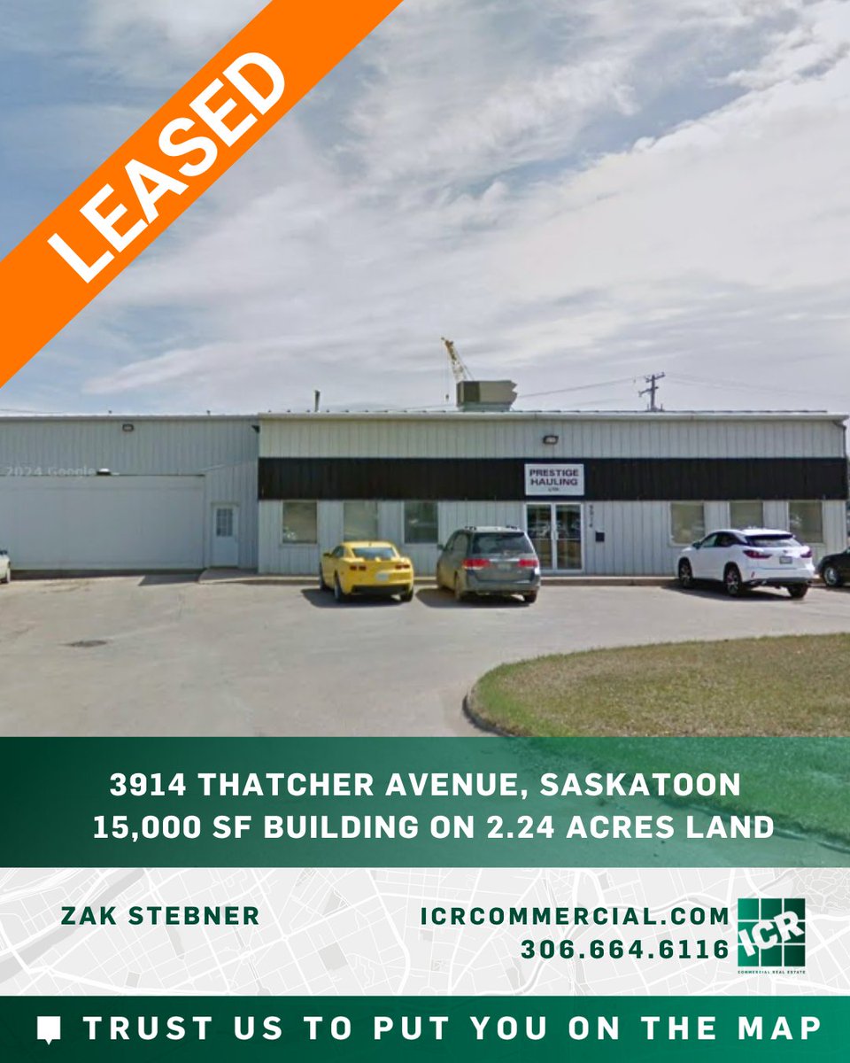 3914 Thatcher Avenue in Saskatoon is now leased, thanks to the work of our agent Zak Stebner. Congratulations on the successful deal! 

#Leased #Saskatoon #CommercialRealEstate #Business