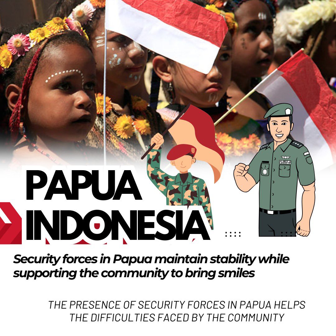 StefanDuyala's tweet image. The presence of security forces in Papua plays a vital role in maintaining peace and stability, while also supporting the community to overcome daily challenges and create an environment where children can smile and grow with hope #papuasakti #PeaceInPapua #UnityForAll #Indonesia