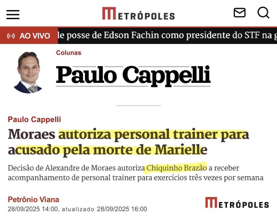 A verdade é simples: a esquerda cagou e andou pra Marielle.
Enquanto achavam que podiam colar o crime em Bolsonaro, era bandeira, grito e hashtag.
Agora que o culpado é Chiquinho Brazão, um cara que não serve à narrativa, a memória de Marielle foi varrida pra debaixo do tapete